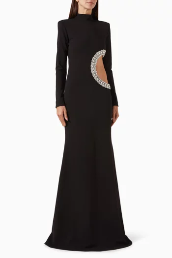 Diamante-embellished Dress in Scuba-crepe