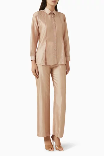 طقم بنطال وقميص مقسم بالألوان