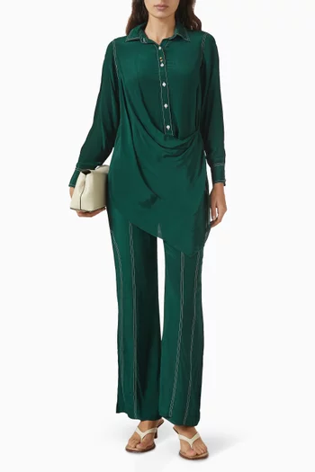 طقم قميص بدرابيه وبنطال كريب