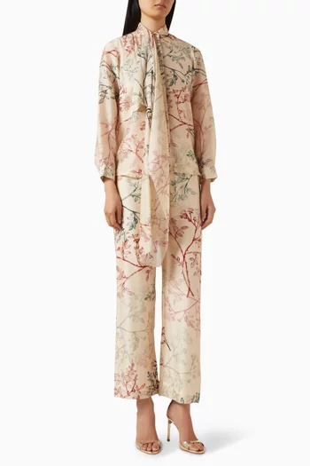 طقم بنطال وقميص بوشاح شاندري