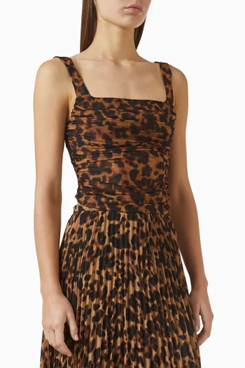 Rasha Shirred Tank Top in Mesh