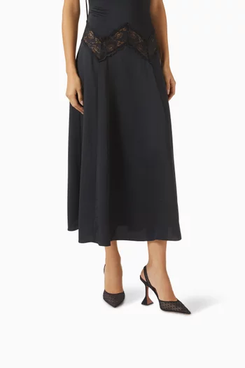 حذاء كلاسيك هولي بنقشة منقطة وكعب 90 مم دانتيل