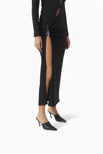 حذاء جيمي مفتوح من الخلف بكعب 80 مم جلد