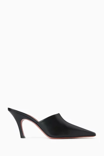 حذاء جيمي مفتوح من الخلف بكعب 80 مم جلد