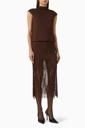Bentu Fringed Mini Dress in Jersey