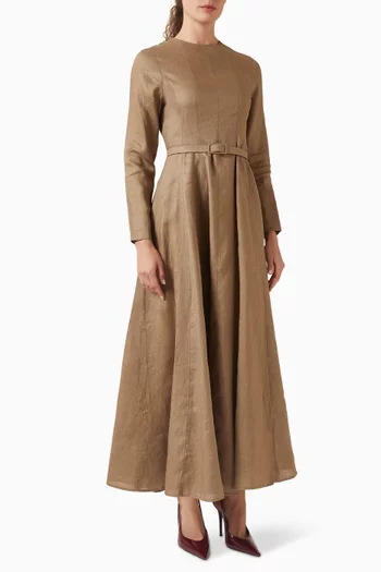 فستان كلارا بحزام كتان