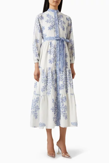 فستان متوسط الطول بحزام