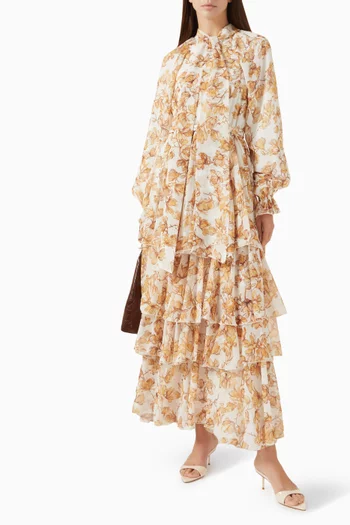 فستان سوكريه بطبقات متعددة شيفون