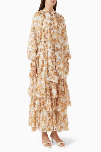 فستان سوكريه بطبقات متعددة شيفون