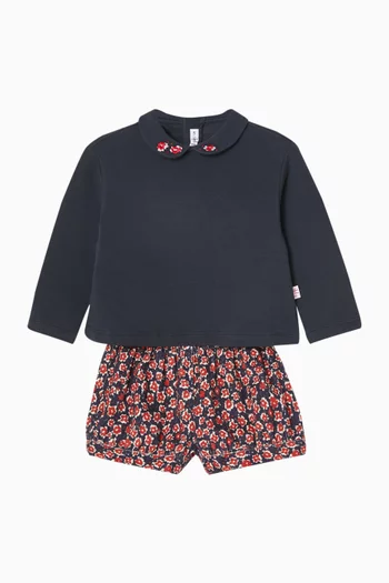 Sweatshirt & Shorts Set in Cotton