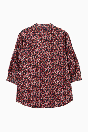 Floral-print Shirt Dress in Cotton