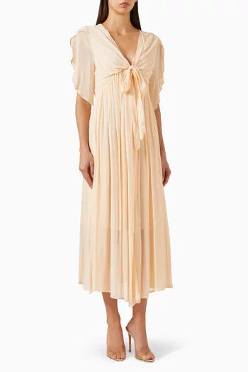 فستان برباط وكشكش