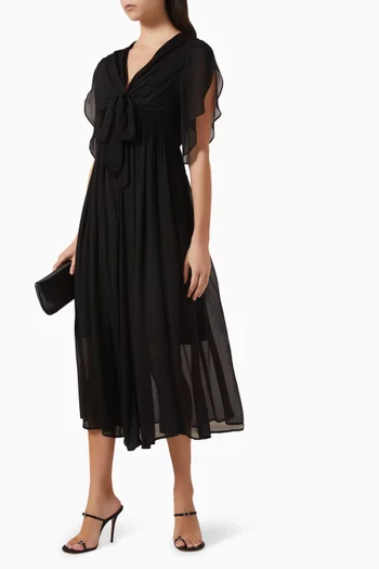 فستان برباط وكشكش