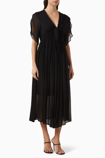 فستان برباط وكشكش