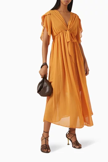 فستان برباط وكشكش