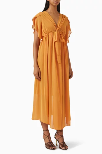 فستان برباط وكشكش