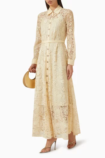 Buttoned Shirt Maxi Dress in Lace