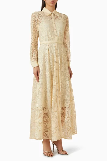 Buttoned Shirt Maxi Dress in Lace