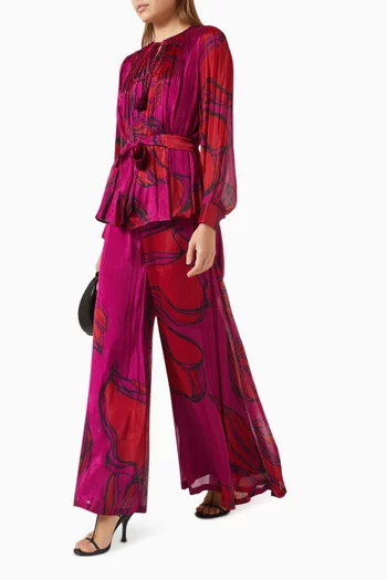 بنطال واسع بنقشة زهور ستان