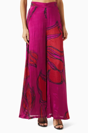 بنطال واسع بنقشة زهور ستان