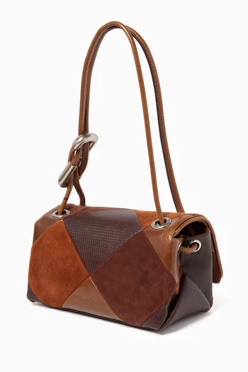 The Mini Dual Patchwork Shoulder Bag in Leather & Suede