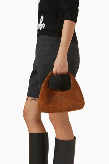 The Mini Sack Patchwork Shoulder Bag in Suede