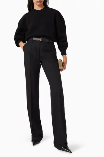 بنطال بقصة ساق مستقيمة مزيج صوف بكر