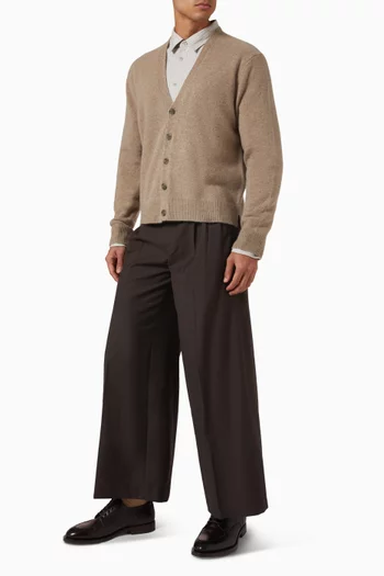 Pleated Wide-leg Pants in Wool