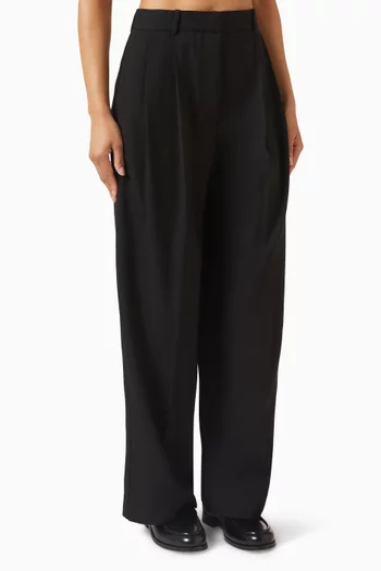 Wide-leg Pants in Wool-blend