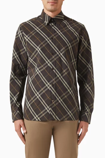 قميص فضفاض بنقشة مربعات قطن