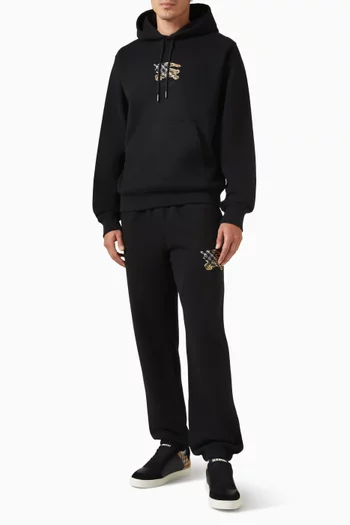 بنطال رياضي بشعار الفروسية ونقشة مربعات قطن