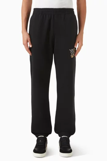 بنطال رياضي بشعار الفروسية ونقشة مربعات قطن