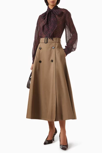 Brenda Trench Midi Skirt in Gabardine