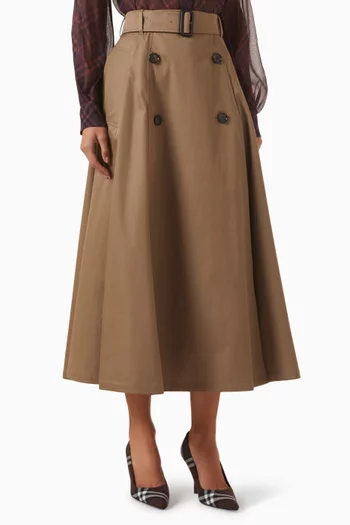 Brenda Trench Midi Skirt in Gabardine