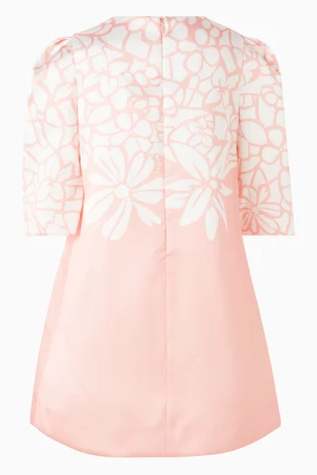 Floral-print A-line Dress in Mikado
