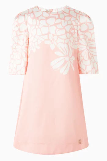 Floral-print A-line Dress in Mikado