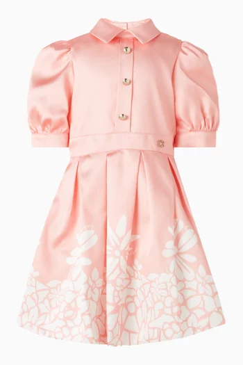Floral-print Dress in Mikado