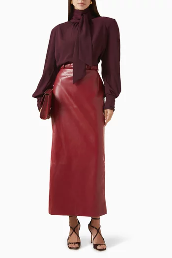 Oversized Bow-neck Blouse in Georgette