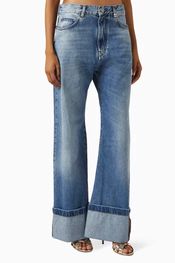 Wanda Turn-up Wide-leg Jeans in Denim
