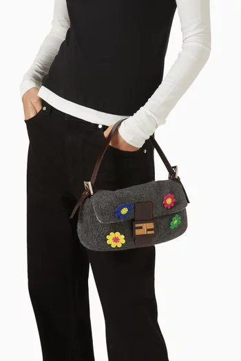 2000s Flower Baguette Bag in Felt