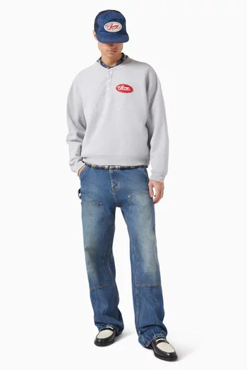 سويت شيرت فايف ستار بياقة هنلي وحلي مطرزة صوف قطني