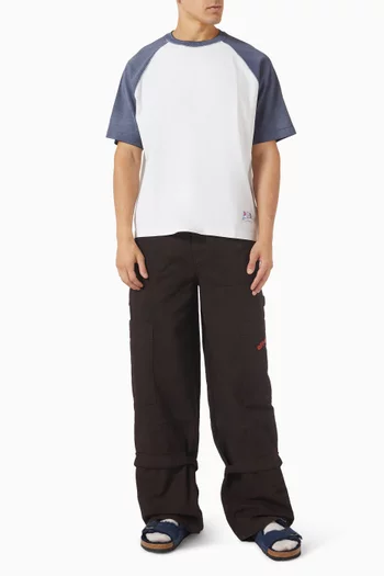 تي شيرت بأكمام رغلان ورقعة رياضية قطن عضوي