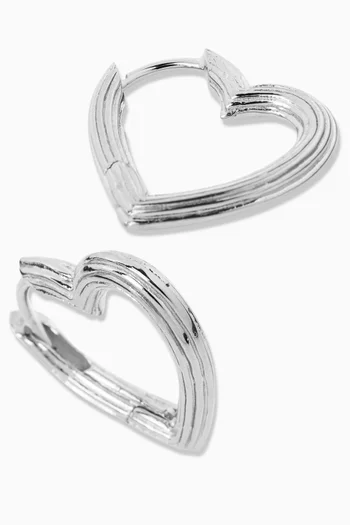 Petit Coeur Hoops in Sterling Silver