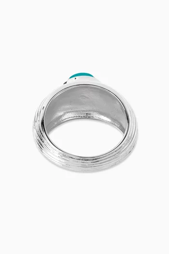 Wave Motion Turquoise Signet Ring in Sterling Silver