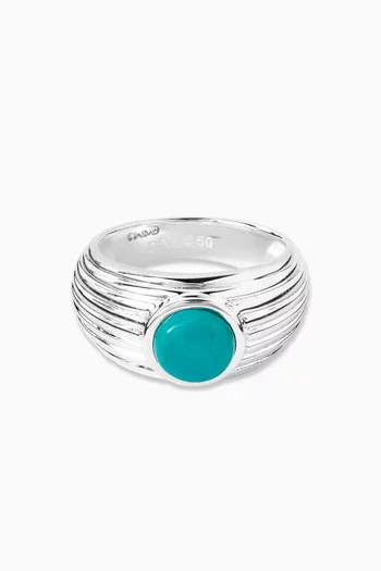 Wave Motion Turquoise Signet Ring in Sterling Silver