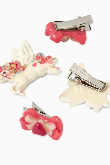 Unicorn Bow Hair Clips, Set of 4
