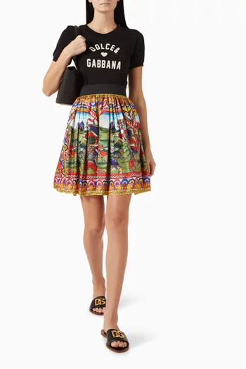 Caretto-print Midi Skirt in Silk