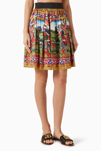 Caretto-print Midi Skirt in Silk