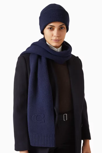 C-embossed Beanie in Wool-blend