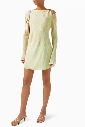 فستان سهرة سيتريو قصير مزين بالخرز حرير وفيسكوز